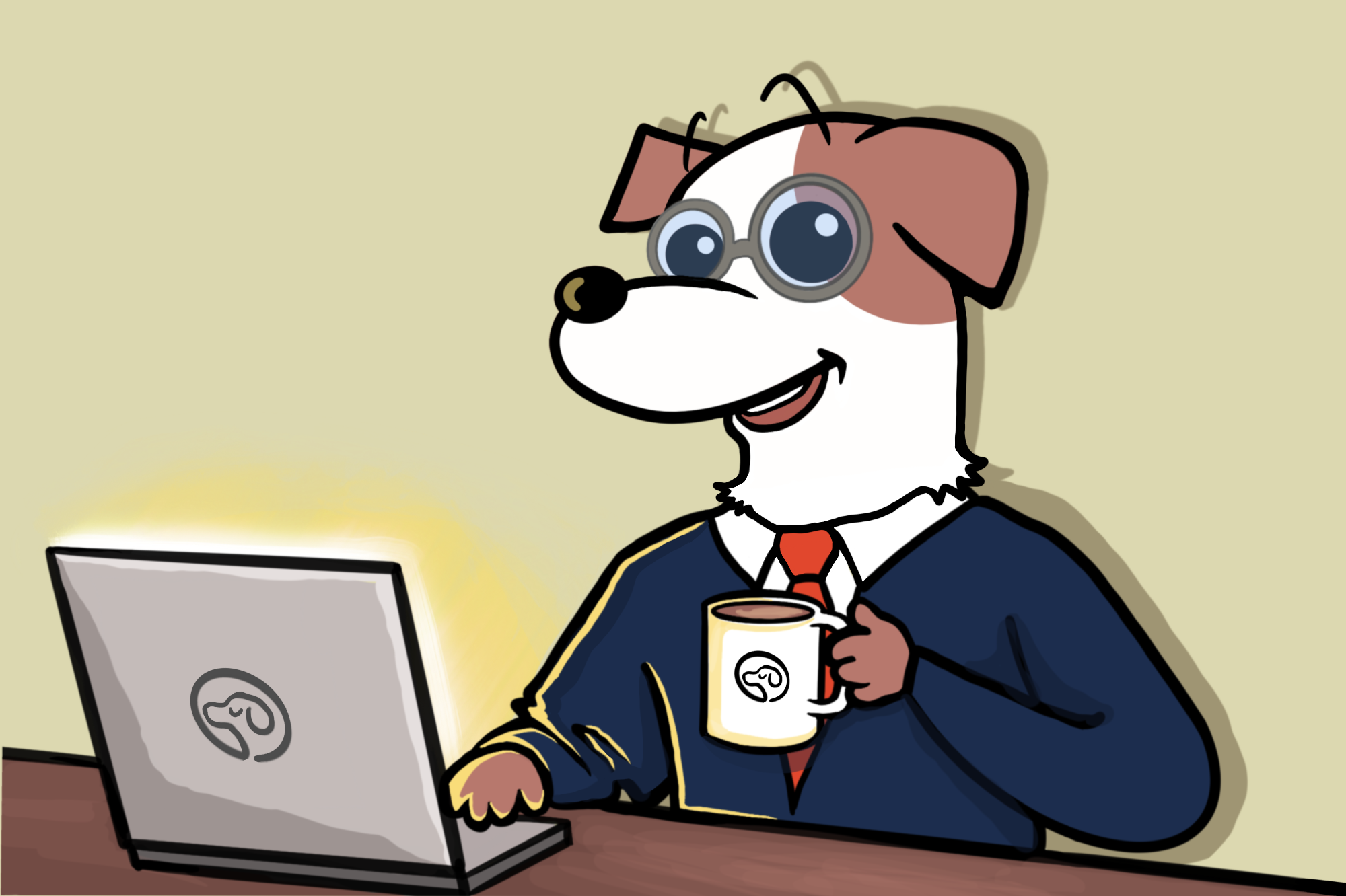 A cute dog with laptop